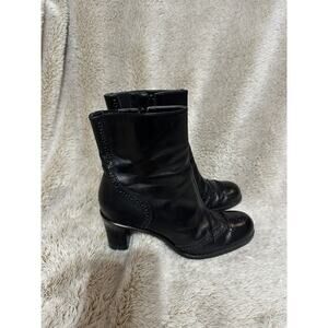 Franco Sarto Oxford Boots Black Leather Heels Women’s 7M Academic Victorian EUC